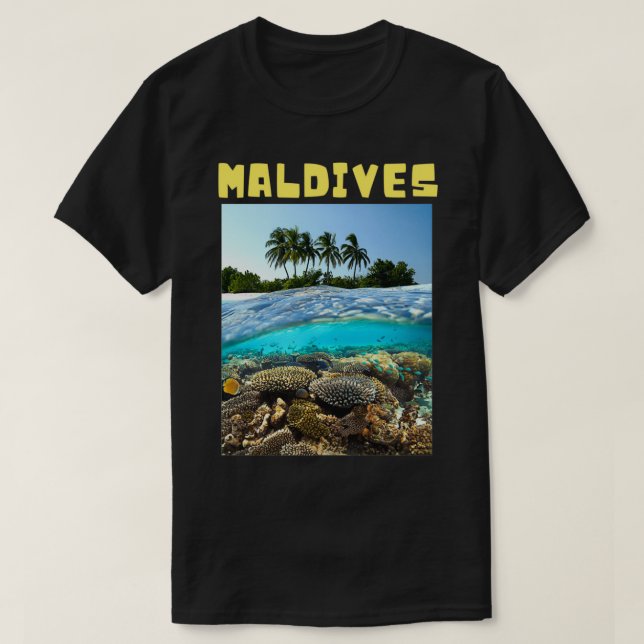 Camiseta Ilhas Maldivas bonitas submarinas (Frente do Design)