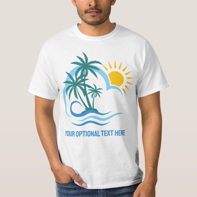 Camiseta Ilhas Tropicais de Nome e Texto Personalizado (Frente)