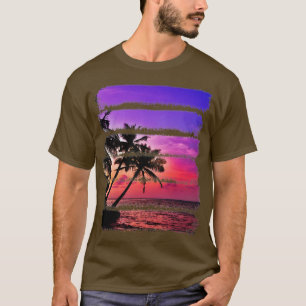 Camiseta Ilhas Tropicais Palmeiras Sunset Trees Ocean Beach