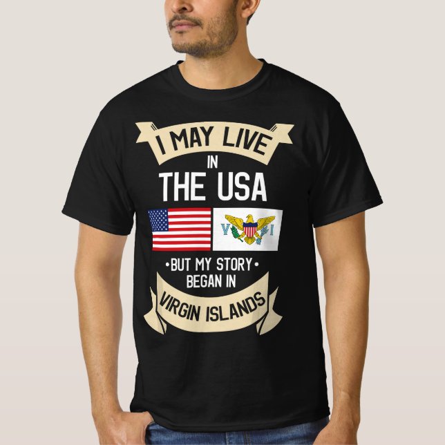 Camiseta Ilhas Virgens Americanas Raízes Bandeiras American (Frente)