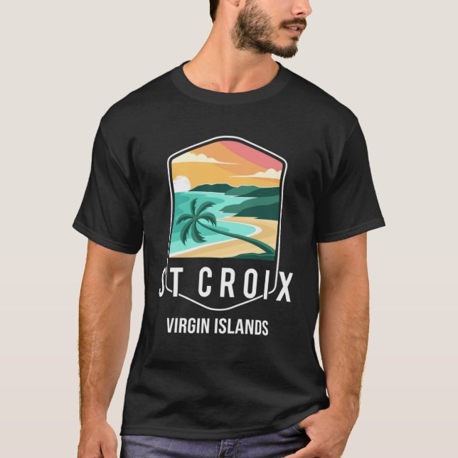 Camiseta Ilhas Virgens Beach Sunset Palm Tree Rua Croix Vac (Frente)