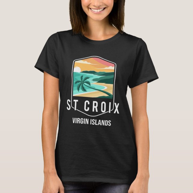 Camiseta Ilhas Virgens Beach Sunset Palm Tree Rua Croix Vac (Frente)