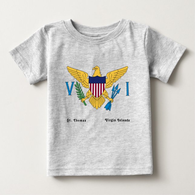 Camiseta Ilhas Virgens dos EUA - Personalizar Cinzas (Frente)
