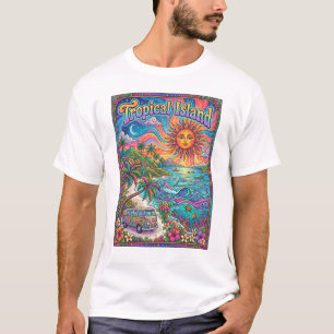 Camiseta ilhéu tropical design psicodélico estilo hippie