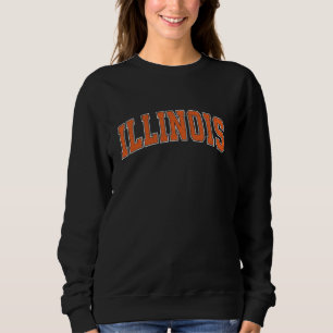 Camiseta Illinois IL Vintage Athletic Sports Design Orange