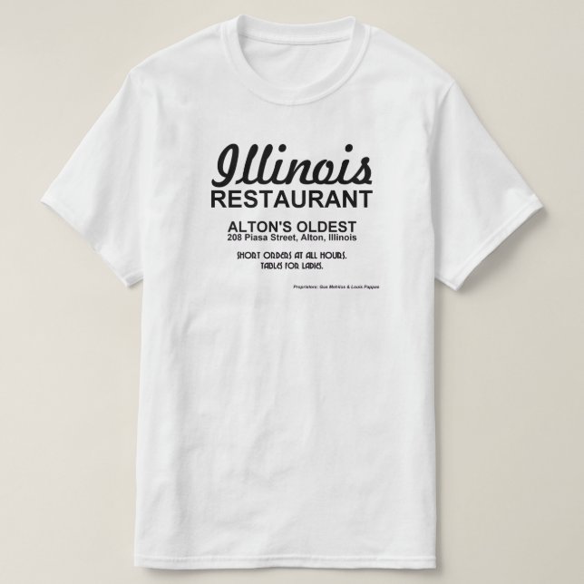 Camiseta Illinois Restaurant, Alton, IL (Frente do Design)