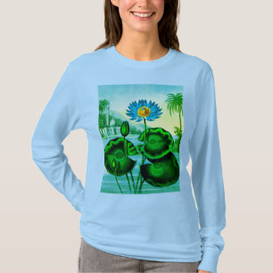 Camiseta Illustração Lily/Lotus Azul-Egípcia