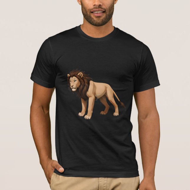 Camiseta Illustrative Lion with Full Brown Mane (Frente)