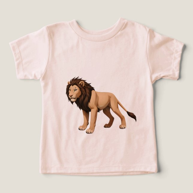 Camiseta Illustrative Lion with Full Brown Mane (Design frontal)