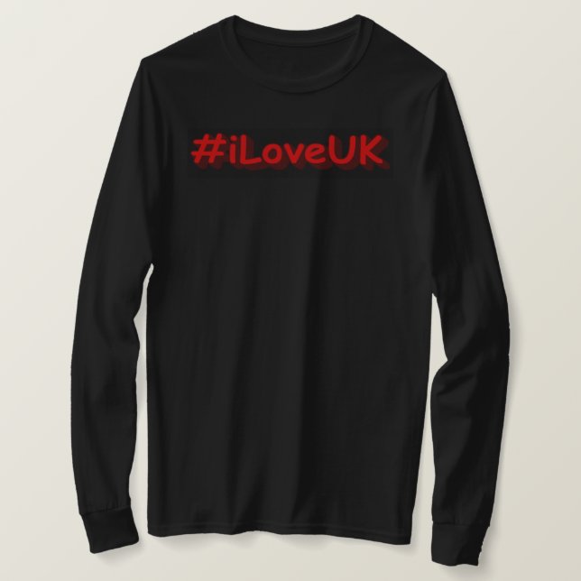 Camiseta "#iLoveUK" Design bonito. Comprar Agora (Frente do Design)