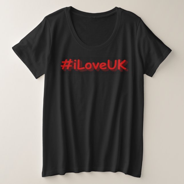 Camiseta "#iLoveUK" Design bonito. Comprar Agora (Frente do Design)