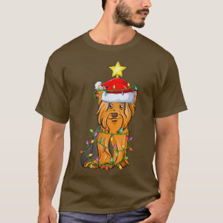 Camiseta Iluminação Árvore Xmas Matando Yorkshire Terrier C