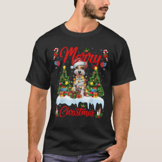 Camiseta Iluminação da Árvore de Natal Cachorro Terrier San
