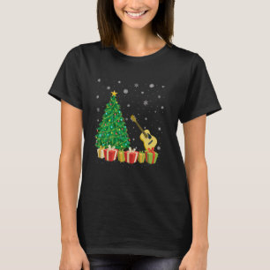 Camiseta Iluminação da árvore de Natal com guitarra Chapéu