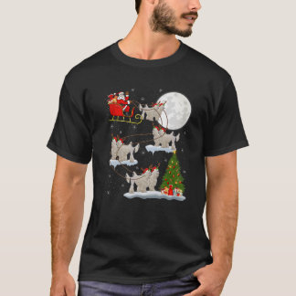 Camiseta Iluminação da Árvore de Natal Papai Noel Montando 