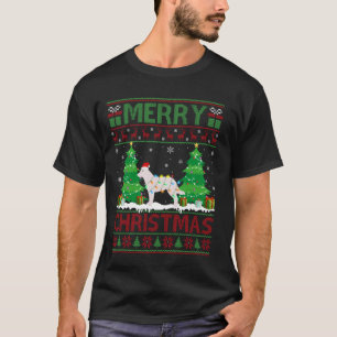 Camiseta Iluminação de árvore de Natal feia Australian Catt