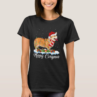 Camiseta Iluminação de Natal Alegre Corgmas Corgi Natal
