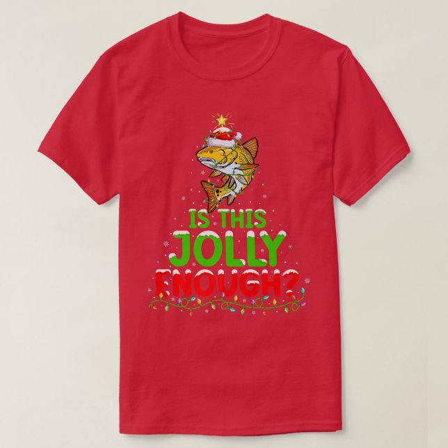 Camiseta Iluminação de Natal É Esta Alegre O Suficiente Red (Frente do Design)