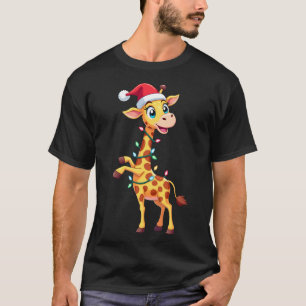 Camiseta Iluminação de Natal Girafa Divertida Girafa do Pap