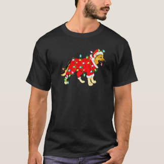 Camiseta Iluminação de Natal Pastor Alemão do Papai Noel Na