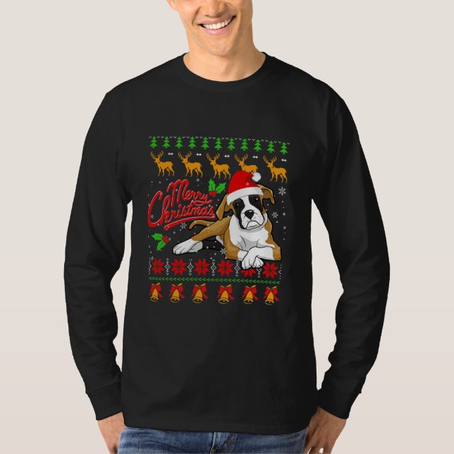 Camiseta Iluminação Feliz Natal Boxer Feio de Natal  (Frente)