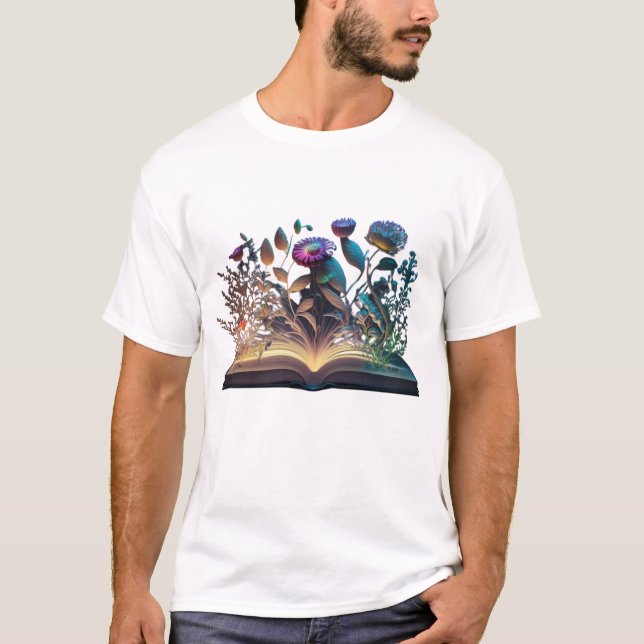 Camiseta Iluminação Floral: Conhecimento Explosivo em Neon (Frente)