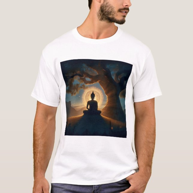 Camiseta Iluminação sob a Árvore Bodhi - Meditação de Buda (Frente)