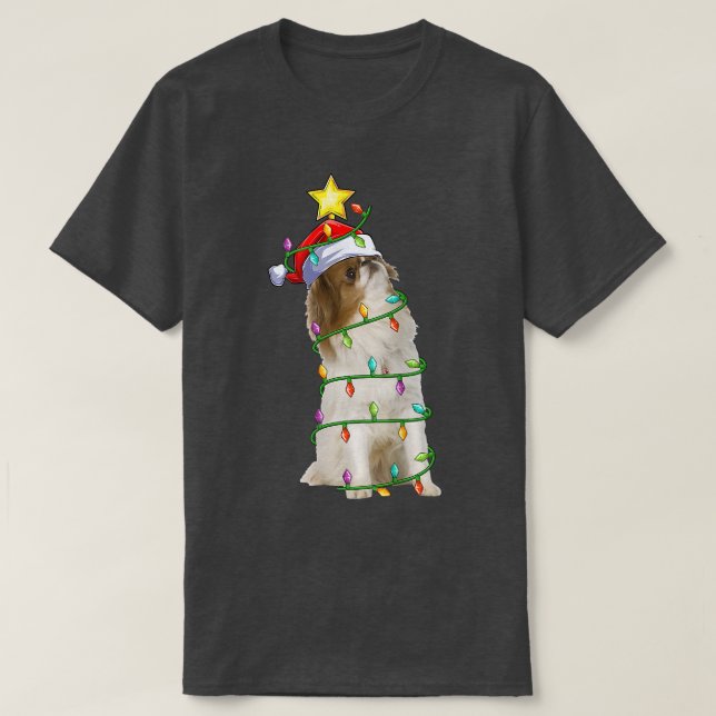 Camiseta Iluminação Xmas Árvore Correspondente Papais noeis (Frente do Design)