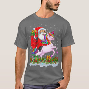 Camiseta Iluminação Xmas Engraçado Papai Noel Andando no Un