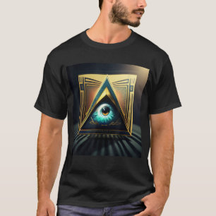 Camiseta Iluminando Cabelo Gráfico de Olhos e Pirâmides
