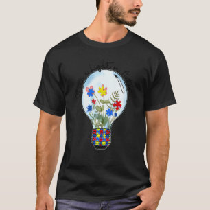 Camiseta Ilumine a Consciência do Autismo Floral Puzzle Pi
