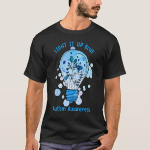 Camiseta Ilumine de Azul Apoio à Consciência do Autismo Flo
