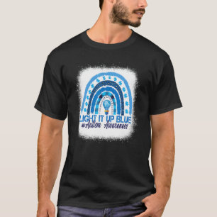 Camiseta Ilumine de Azul Arco-íris Desbotado Conscientizaçã