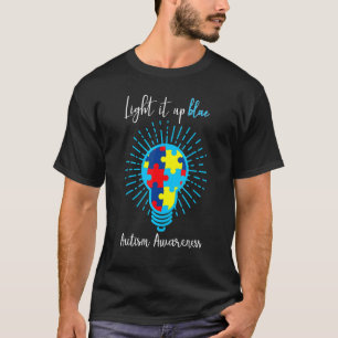 Camiseta Ilumine de Azul Conscientização do Autismo Peça de