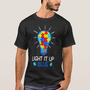 Camiseta Ilumine de Azul Conscientização do Autismo Peça de