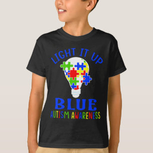 Camiseta Ilumine de Azul Conscientização do Autismo Quebra-