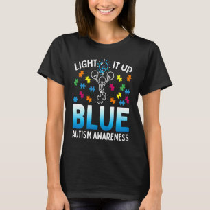 Camiseta Ilumine de Azul Conscientização do Autismo Quebra-
