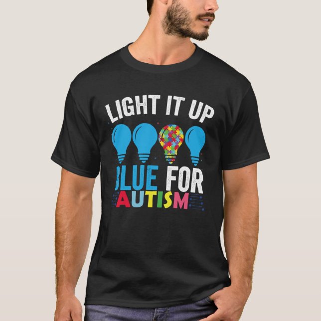 Camiseta Ilumine de Azul Mês de Conscientização do Autismo  (Frente)