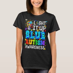 Camiseta Ilumine de azul peça de quebra-cabeça de conscient