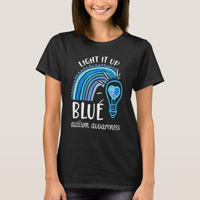 Camiseta Ilumine de Azul  Quebra-cabeça Arco-íris Conscient (Frente)