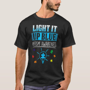 Camiseta Ilumine de Azul Quebra-cabeça Batimento Cardíaco C