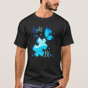 Camiseta Ilumine de Azul Quebra-Cabeça de Conscientização d