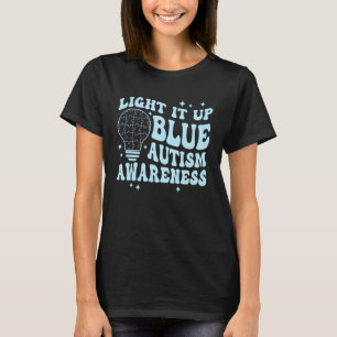 Camiseta Ilumine de Azul Retro Groovy Conscientização do Au