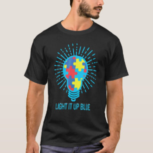 Camiseta Ilumine-o de Azul Conscientização do Autismo Peça