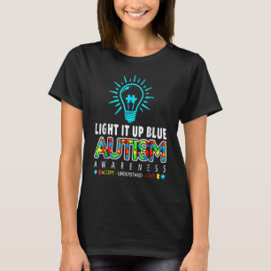 Camiseta Ilumine-o de Azul Conscientização do Autismo Peça