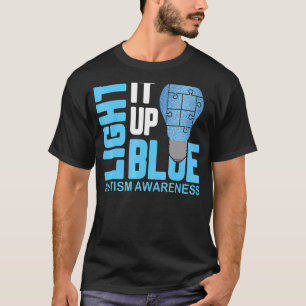 Camiseta Ilumine-o de Azul Conscientização do Autismo Peça