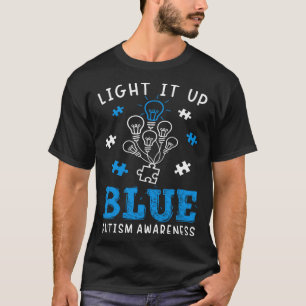 Camiseta Ilumine-o de Azul Conscientização do Autismo Quebr