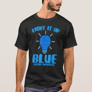 Camiseta Ilumine-o de Azul Peça de Quebra-cabeça Divertida
