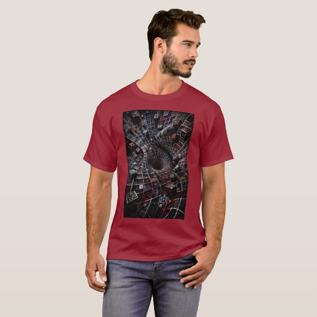 Camiseta Ilusão 3D Quantum Grid (Frente Completa)