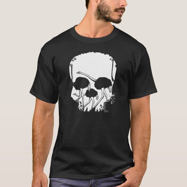 Camiseta Ilusão do crânio da avestruz (Frente)
